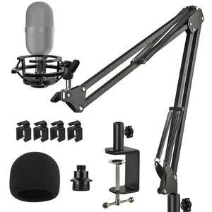 Razer Seiren Mini Boom Arm Mic Stand with Pop Filter, Shock Mount, Upgraded Heavy Duty Clamp, Adjustable Suspension Scissor Boom Arm Stand for Razer Seiren Mini USB Streaming Microphone Frgyee Razer Seiren Mini Boom Arm Mic Stand with Pop Filter, Shock Mount, Upgraded Heavy Duty Clamp, Adjustable Suspension Scissor Boom Arm Stand for Razer Seiren Mini USB Streaming Microphone Frgyee