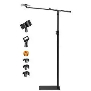 Mic Stand Floor, Boom Arm Floor Microphone Stand Height Adjustable Heavy Duty with Iron Base for HyperX SoloCast, HyperX QuadCast S, Razer Seiren V3 Mini, Blue Yeti Shure SM58 and Other Mics Mic Stand Floor, Boom Arm Floor Microphone Stand Height Adjustable Heavy Duty with Iron Base for HyperX SoloCast, HyperX QuadCast S, Razer Seiren V3 Mini, Blue Yeti Shure SM58 and Other Mics