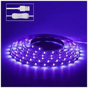 6.6FT/2M LED Black Light Strip - 120 Units LED UV Wick 395-400nm, USB DC 5V Flexible Blacklight Fixtures, 10W Blacklight Strip for Indoor Decor, Glow Poster, Bedroom, Playroom, Halloween, Dark Party 6.6FT/2M LED Black Light Strip - 120 Units LED UV Wick 395-400nm, USB DC 5V Flexible Blacklight Fixtures, 10W Blacklight Strip for Indoor Decor, Glow Poster, Bedroom, Playroom, Halloween, Dark Party