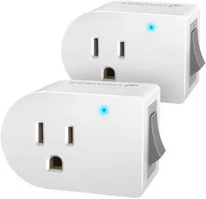 Grounded Outlet with ON/Off Switch (2 Pack), 3 Prong Electrical Plug Outlet Extender Switch, 245J Single Port Power Adapter Surge Protector, 15A Circuit Breaker, White, ETL Listed Grounded Outlet with ON/Off Switch (2 Pack), 3 Prong Electrical Plug Outlet Extender Switch, 245J Single Port Power Adapter Surge Protector, 15A Circuit Breaker, White, ETL Listed