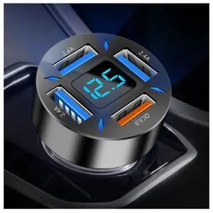 4-in-1 Car Charger 66W Super Fast Charging with USB 2.4A&QC 3.0(Voltmeter&LED Lights) Universal Quick Charge for 12-24V Car Cigarette Lighter Plug(Black-QC/2.4A) 4-in-1 Car Charger 66W Super Fast Charging with USB 2.4A&QC 3.0(Voltmeter&LED Lights) Universal Quick Charge for 12-24V Car Cigarette Lighter Plug(Black-QC/2.4A)
