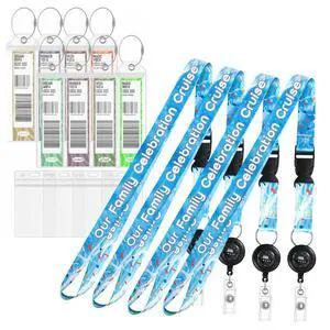 4 Family Celebration Cruise Lanyards + 8 Luggage Tag Holders for Disney Cruise Sea Pass Card ID Cover 4 Family Celebration Cruise Lanyards + 8 Luggage Tag Holders for Disney Cruise Sea Pass Card ID Cover