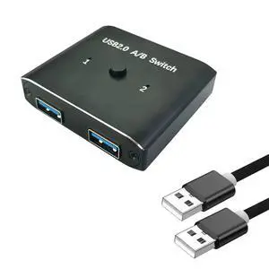USB2.0 Switch with 2Pack Usb2.0 Cable(1M), Bi-Directional 1 in 2 Out/2 in 1 Out,Aluminum USB Switcher kit for 2Computers Share Devices(Printer, Keyboard, Scanner, Mouse),Compatible with Mac/Win/Linux USB2.0 Switch with 2Pack Usb2.0 Cable(1M), Bi-Directional 1 in 2 Out/2 in 1 Out,Aluminum USB Switcher kit for 2Computers Share Devices(Printer, Keyboard, Scanner, Mouse),Compatible with Mac/Win/Linux