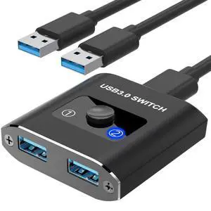 USB 3.0 Switch, Bi-Directional USB Switcher 2 in 1 Out/1 in 2 Out, Aluminum USB Switch 2 Computers Share 1 Device for Printer, Mouse, Keyboard, with 2 USB 3.0 Cables USB 3.0 Switch, Bi-Directional USB Switcher 2 in 1 Out/1 in 2 Out, Aluminum USB Switch 2 Computers Share 1 Device for Printer, Mouse, Keyboard, with 2 USB 3.0 Cables