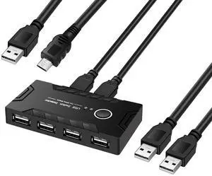 USB 2.0 Switch KVM Switcher 2 Computers Share 4 USB 2.0 Ports Devices for PC Printer Scanner Mouse Keyboard with 2 Pack USB 3.0 Cable and One usb2.0 Power Cable (2.0) USB 2.0 Switch KVM Switcher 2 Computers Share 4 USB 2.0 Ports Devices for PC Printer Scanner Mouse Keyboard with 2 Pack USB 3.0 Cable and One usb2.0 Power Cable (2.0)