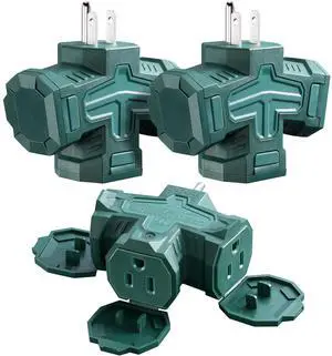 Outdoor 3 Way Plug Adapter Waterproof Power Splitter, 3 Pack Outdoor 3 Way Plug Adapter Waterproof Power Splitter, 3 Pack