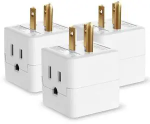 3-Outlet Extender, Fosmon 90 Degree Plug Outlet Adapter, Right Angle Power Plug Adapter 3 Prong, 3 Way Power Splitter Cube Tap, Cruise Essentials, for Home, Dorm, or Travel, Grounded, ETL Listed-3PACK 3-Outlet Extender, Fosmon 90 Degree Plug Outlet Adapter, Right Angle Power Plug Adapter 3 Prong, 3 Way Power Splitter Cube Tap, Cruise Essentials, for Home, Dorm, or Travel, Grounded, ETL Listed-3PACK