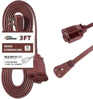 3 Ft Brown Flat Plug Extension Cord 16 Gauge 3 Prong Grounded Power Cord 3 Ft Brown Flat Plug Extension Cord 16 Gauge 3 Prong Grounded Power Cord
