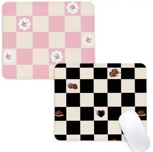 2pcs Pink and Black Checkered Square Mouse Pad with Non-Slip Rubber Base,Home Office Decoration Desktop Accessory, Laptop Mouse Pad for Office Laptops,9.4x7.8x0.12in 2pcs Pink and Black Checkered Square Mouse Pad with Non-Slip Rubber Base,Home Office Decoration Desktop Accessory, Laptop Mouse Pad for Office Laptops,9.4x7.8x0.12in
