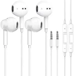 2Pack Wired Earbuds, with Microphone and Volume Control,3.5mm in-Ear Earphones/Headphones/Headset with Noise cancelling and Deep bass Compatible with iPhone/iPad/ tablet/Android/Laptops/PC (White) 2Pack Wired Earbuds, with Microphone and Volume Control,3.5mm in-Ear Earphones/Headphones/Headset with Noise cancelling and Deep bass Compatible with iPhone/iPad/ tablet/Android/Laptops/PC (White)