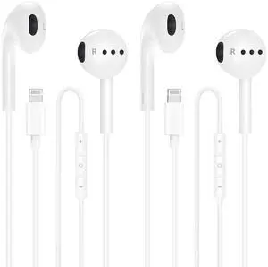 2Pack Wired Earbuds for iPhone with Lightning Connector, Hi-Fi Sound Headphones with Built-in Remote to Control Music, Volume and Calling Microphone Compatible with iPhone 14/13/12/11/SE/XR/X/8/7/iPad 2Pack Wired Earbuds for iPhone with Lightning Connector, Hi-Fi Sound Headphones with Built-in Remote to Control Music, Volume and Calling Microphone Compatible with iPhone 14/13/12/11/SE/XR/X/8/7/iPad