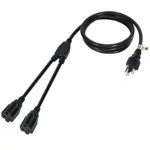 2 Way Power Cord Splitter Cable 3 Ft-3 Prong 1 to 2 Extension Cord-Outlet Saver-Elecan Male to Female Y Splitter Power Extension Cable StripUL Certified SJTW 16 Gauge 13 A/125 VBlack 2 Way Power Cord Splitter Cable 3 Ft-3 Prong 1 to 2 Extension Cord-Outlet Saver-Elecan Male to Female Y Splitter Power Extension Cable StripUL Certified SJTW 16 Gauge 13 A/125 VBlack