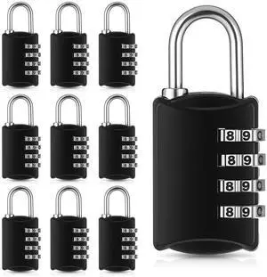10 Pcs 4 Digit Combination Lock - Black Locker Locks Small Combo Number Locks, Outdoor Combination Lock Weatherproof Resettable Padlocks for Lockers Door, House, Gym, Toolbox, Gate, Fence 10 Pcs 4 Digit Combination Lock - Black Locker Locks Small Combo Number Locks, Outdoor Combination Lock Weatherproof Resettable Padlocks for Lockers Door, House, Gym, Toolbox, Gate, Fence