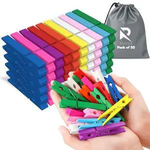 50pcs Colored Wooden Clothes Pins, 2.9inch 10 Colors, Clothespins for Classroom, Clip Hanging Photos, DIY Clips for Crafts, Decorations 50pcs Colored Wooden Clothes Pins, 2.9inch 10 Colors, Clothespins for Classroom, Clip Hanging Photos, DIY Clips for Crafts, Decorations