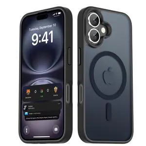 for iPhone 16 Case, Magnetic Phone Cover, Compatible with MagSafe, Military Grade Protection, Translucent Matte Frosted Back, Black for iPhone 16 Case, Magnetic Phone Cover, Compatible with MagSafe, Military Grade Protection, Translucent Matte Frosted Back, Black