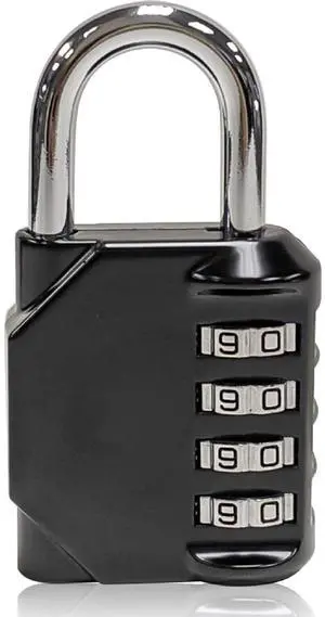 Improved 4-Digit Combination Lock | Outdoor Waterproof Padlock for School, Gym Locker, Sports Locker, Fence, Toolbox, Gate, and Travel | Customizable 4-Digit Lock Combo | Black Improved 4-Digit Combination Lock | Outdoor Waterproof Padlock for School, Gym Locker, Sports Locker, Fence, Toolbox, Gate, and Travel | Customizable 4-Digit Lock Combo | Black