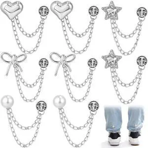8Pcs Shirts Clips with Chains, Pant Hem Clips for Clothing 8Pcs Shirts Clips with Chains, Pant Hem Clips for Clothing