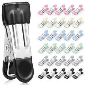 Clothes Pins, Senbowe 30 Pack Chip Clips, 2.17 Inch Metal Chip Bag Clips, Food Clips for Kitchen Stainless Steel with Rubber, Clothespins for Photo Drying Clothesline Clothes Pins, Senbowe 30 Pack Chip Clips, 2.17 Inch Metal Chip Bag Clips, Food Clips for Kitchen Stainless Steel with Rubber, Clothespins for Photo Drying Clothesline