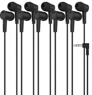 5 Pack Earbuds in-Ear Stereo Headphones for School Classroom, Library, Travel, Gym 3.5mm Jack, Tangle-Free Wired Earphones for MP3, Phones, Computer and Laptops, Black 5 Pack Earbuds in-Ear Stereo Headphones for School Classroom, Library, Travel, Gym 3.5mm Jack, Tangle-Free Wired Earphones for MP3, Phones, Computer and Laptops, Black