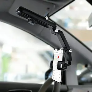 Sun Visor Phone Holder, 360° Rotatable and Extendable Car Phone Holder, 1080 Multifunction Rear View Mirror Mobile Mount Hands-FreeCompatible with Most Smartphones (Grey) Sun Visor Phone Holder, 360° Rotatable and Extendable Car Phone Holder, 1080 Multifunction Rear View Mirror Mobile Mount Hands-FreeCompatible with Most Smartphones (Grey)
