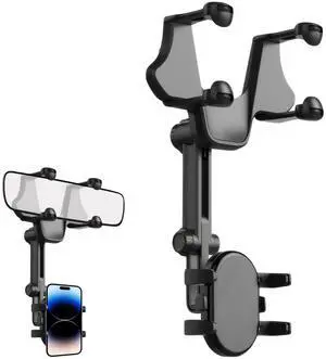 Rear View Mirror Phone Holder, 360° Rotatable Multifunctional Rearview Mirror Mobile Phones Mount, Universal Car Retractable Anti-Shake Design Holder for Smartphones (4 Claws) Rear View Mirror Phone Holder, 360° Rotatable Multifunctional Rearview Mirror Mobile Phones Mount, Universal Car Retractable Anti-Shake Design Holder for Smartphones (4 Claws)