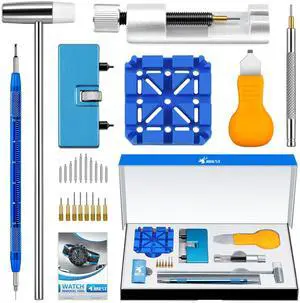 Watch Repair Tool Kit for Battery Replacement, Strap Adjustment Resizing, Watch Link Pin Remover, Watch Opening, Pry Knife Case Opener for Watch Back Removal, with Watch Hammer, Spring Bars Watch Repair Tool Kit for Battery Replacement, Strap Adjustment Resizing, Watch Link Pin Remover, Watch Opening, Pry Knife Case Opener for Watch Back Removal, with Watch Hammer, Spring Bars