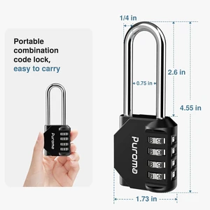 10 Pack Combination Lock 4 Digit 2.6 Inch Padlock Gate Shed Black For Outdoor Fence, Hasp locker, Long shackle, Side Window, Resettable, Weatherproof, Crack Cutting Resist, Hardened Steel 10 Pack Combination Lock 4 Digit 2.6 Inch Padlock Gate Shed Black For Outdoor Fence, Hasp locker, Long shackle, Side Window, Resettable, Weatherproof, Crack Cutting Resist, Hardened Steel