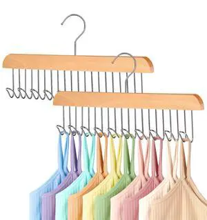 2 Pack Bra Hangers for Closet Organizer, Wood Tank Top Hangers Space Saving 2 Pack Bra Hangers for Closet Organizer, Wood Tank Top Hangers Space Saving