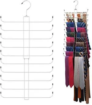 Tie Rack Belt Hanger for Closet, 2 in 1 Tie Hanger Belt Organizer with Max 40 Capacity, Heavy Duty Space Saving Closet Organizers and Storage, Silver Tie Rack Belt Hanger for Closet, 2 in 1 Tie Hanger Belt Organizer with Max 40 Capacity, Heavy Duty Space Saving Closet Organizers and Storage, Silver