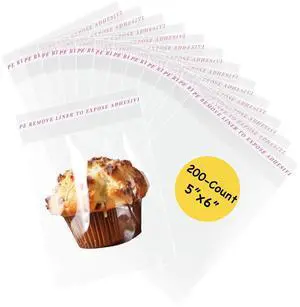 5"x6" Clear Self-Sealing Cellophane Bags,200-Count 5"x6" Clear Self-Sealing Cellophane Bags,200-Count