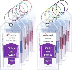 Cruise Luggage Tag Holders,10 Pack, Clear, Waterproof, Wide Zip Seal, for Carnival, Norwegian, Princess & MSC Cruises Cruise Luggage Tag Holders,10 Pack, Clear, Waterproof, Wide Zip Seal, for Carnival, Norwegian, Princess & MSC Cruises