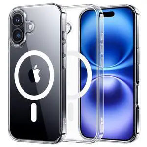 for iPhone 16 Case, Compatible with MagSafe, Shockproof Military-Grade Protection Cover, Slim Anti-Yellowing and Anti-Scratch Megnetic Phone Case for iPhone 16 (6.1 inch), Clear for iPhone 16 Case, Compatible with MagSafe, Shockproof Military-Grade Protection Cover, Slim Anti-Yellowing and Anti-Scratch Megnetic Phone Case for iPhone 16 (6.1 inch), Clear