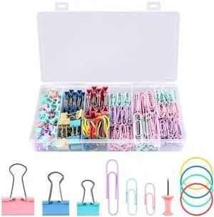 500 PCS Paper Clips and Binder Clips Assorted Sizes, Colorful Metal Office Clips Push Pin Rubber Bands Set, for Home, School,Office Supplies,Document Organizing (Colored) 500 PCS Paper Clips and Binder Clips Assorted Sizes, Colorful Metal Office Clips Push Pin Rubber Bands Set, for Home, School,Office Supplies,Document Organizing (Colored)
