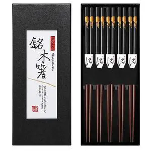 Japanese Natural Wood Chopstick Set Reusable Classic Style Chopsticks Non-slip Design Chop Sticks 5 Pairs Gift Set Japanese Natural Wood Chopstick Set Reusable Classic Style Chopsticks Non-slip Design Chop Sticks 5 Pairs Gift Set