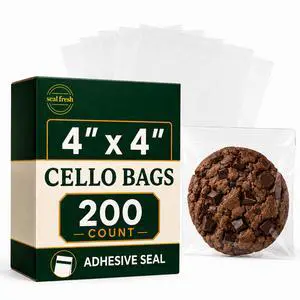 4 x 4 Inch Cellophane Bags 200 Pack Clear Self-Sealing Resealable Treat Bags for Cookies, Candy, Pastries, Party Favors, Square Cello Packaging 4 x 4 Inch Cellophane Bags 200 Pack Clear Self-Sealing Resealable Treat Bags for Cookies, Candy, Pastries, Party Favors, Square Cello Packaging
