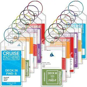 14 Pack Cruise Luggage Tag Holder for Carnival, Princess, MSC, NCL, Clear Cruise Tags Holder - Waterproof, Reusable, Zip Seal, Cruise Essentials 14 Pack Cruise Luggage Tag Holder for Carnival, Princess, MSC, NCL, Clear Cruise Tags Holder - Waterproof, Reusable, Zip Seal, Cruise Essentials