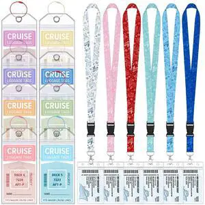8 Pack Cruise Luggage Tags with 6 Lanyards and Waterproof Id Holders 8 Pack Cruise Luggage Tags with 6 Lanyards and Waterproof Id Holders