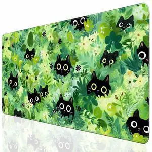 Desk Cover Mat, Extended Large Anime Mouse Pad, Computer Laptop Mat Desk Decor for Office Game Home 31.5 X 15.7 Inch (Green Plant Cat) Desk Cover Mat, Extended Large Anime Mouse Pad, Computer Laptop Mat Desk Decor for Office Game Home 31.5 X 15.7 Inch (Green Plant Cat)