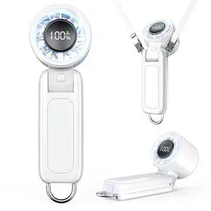 Handheld Fan, Portable Fan, 1-100 Speed Adjustable Turbo Fan, 5000mAh Rechargeable Mini Personal Fan with Foldable Design and LED Display for Travel, Office, Home and Outdoor Use Pearl White Handheld Fan, Portable Fan, 1-100 Speed Adjustable Turbo Fan, 5000mAh Rechargeable Mini Personal Fan with Foldable Design and LED Display for Travel, Office, Home and Outdoor Use Pearl White