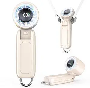 Handheld Fan, Portable Fan, 1-100 Speed Adjustable Turbo Fan, 5000mAh Rechargeable Mini Personal Fan with Foldable Design and LED Display for Travel, Office, Home and Outdoor Use Beige Handheld Fan, Portable Fan, 1-100 Speed Adjustable Turbo Fan, 5000mAh Rechargeable Mini Personal Fan with Foldable Design and LED Display for Travel, Office, Home and Outdoor Use Beige