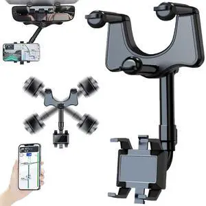 360 Rotatable and Retractable Car Phone Holder, 360° Car Rearview Mirror PhoneHolder for Car Mount Phone and GPS Holder Support Rotating Adjustable 360 Rotatable and Retractable Car Phone Holder, 360° Car Rearview Mirror PhoneHolder for Car Mount Phone and GPS Holder Support Rotating Adjustable