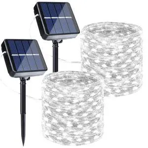 Solar Fairy Lights, 2-Pack Total 80FT 240LED String Lights, White Solar Fairy Lights, 2-Pack Total 80FT 240LED String Lights, White