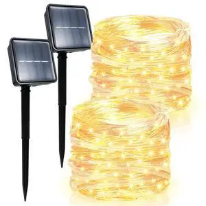 2 Pack Solar String Lights Outdoor, Total 80FT 200LED Solar Powered Fairy Lights Outdoor Waterproof 8 Modes, for Patio Garden Holiday Tree Yard Party Wedding, Warm White 2 Pack Solar String Lights Outdoor, Total 80FT 200LED Solar Powered Fairy Lights Outdoor Waterproof 8 Modes, for Patio Garden Holiday Tree Yard Party Wedding, Warm White