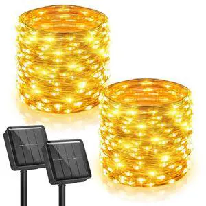 Solar Fairy Lights, 2 Pack Total 66 FT 200 LED Solar String Lights Solar Fairy Lights, 2 Pack Total 66 FT 200 LED Solar String Lights