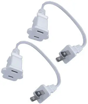 Short Extension Cord 1 Ft, White 2 Prong, 18 AWG Small Polarized Male-Female Power Cable for Indoor, NEMA 5-15P to NEMA 5-15R, 2 Pack Short Extension Cord 1 Ft, White 2 Prong, 18 AWG Small Polarized Male-Female Power Cable for Indoor, NEMA 5-15P to NEMA 5-15R, 2 Pack