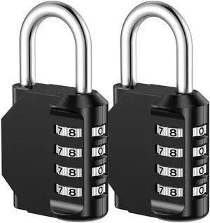 Combination Lock 2 Pack 4 Digit Waterproof Locker Locks Secure Outdoor Padlock for Gym Lockers, Toolboxes, Gates, Fences, Storage, Sports Locker, Cabinets (Pure Black) Combination Lock 2 Pack 4 Digit Waterproof Locker Locks Secure Outdoor Padlock for Gym Lockers, Toolboxes, Gates, Fences, Storage, Sports Locker, Cabinets (Pure Black)