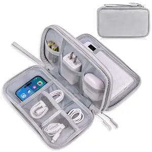 Electronics Organizer Travel Case,Cable Tech Organizer Bag,Medium Size Water Resistant Double Layers Pouch Carry Case for Cord,Phone,Charger,Earphone,Travel Accessories Essentials for Men,Grey Electronics Organizer Travel Case,Cable Tech Organizer Bag,Medium Size Water Resistant Double Layers Pouch Carry Case for Cord,Phone,Charger,Earphone,Travel Accessories Essentials for Men,Grey