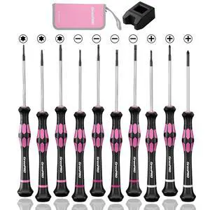 10-Piece Precision Screwdriver Set, Magnetic Small Screwdrivers with Phillips, Slotted, Torx Star for Eyeglass, Watch, Computer, Laptop, Phone,Pink 10-Piece Precision Screwdriver Set, Magnetic Small Screwdrivers with Phillips, Slotted, Torx Star for Eyeglass, Watch, Computer, Laptop, Phone,Pink