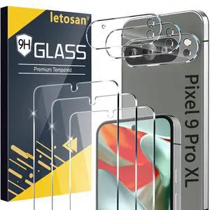 3 Pack for Google Pixel 9 Pro XL Screen Protector Tempered Glass + 3 Pack Camera Lens Protector, Military Grade Shatterproof, 9H Hardness, Fingerprint Unlock,Case Friendly 6.8 Inch 3 Pack for Google Pixel 9 Pro XL Screen Protector Tempered Glass + 3 Pack Camera Lens Protector, Military Grade Shatterproof, 9H Hardness, Fingerprint Unlock,Case Friendly 6.8 Inch