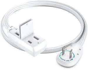 1 Ft Extension Cord, 2 Prong, 360° Rotating Flat Plug, UL Certified, White Space-Saving Indoor Power Cord for Tight Spaces, Polarized 1 Ft Extension Cord, 2 Prong, 360° Rotating Flat Plug, UL Certified, White Space-Saving Indoor Power Cord for Tight Spaces, Polarized
